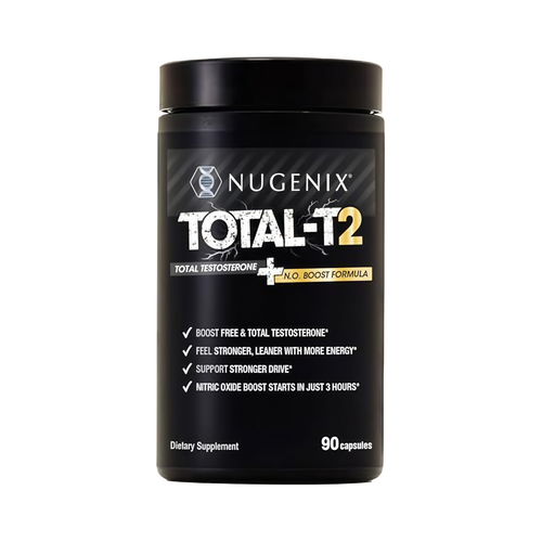 Nugenix Total-T2 - Testosterone Booster and Nitric Oxide Booster for Men, Tesnor, S7, ElevATP, Tongkat, Citrulline, Nitric Oxide and Testosterone Supplement for Men (90 Count)